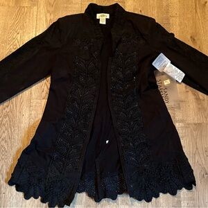 Elegant Black Embroidered Women's Coat Sandy Starkman Beaded & Brocade Festival